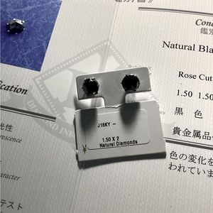 Certified Platinum Stud Black Diamond 1.50c each total 3.00c